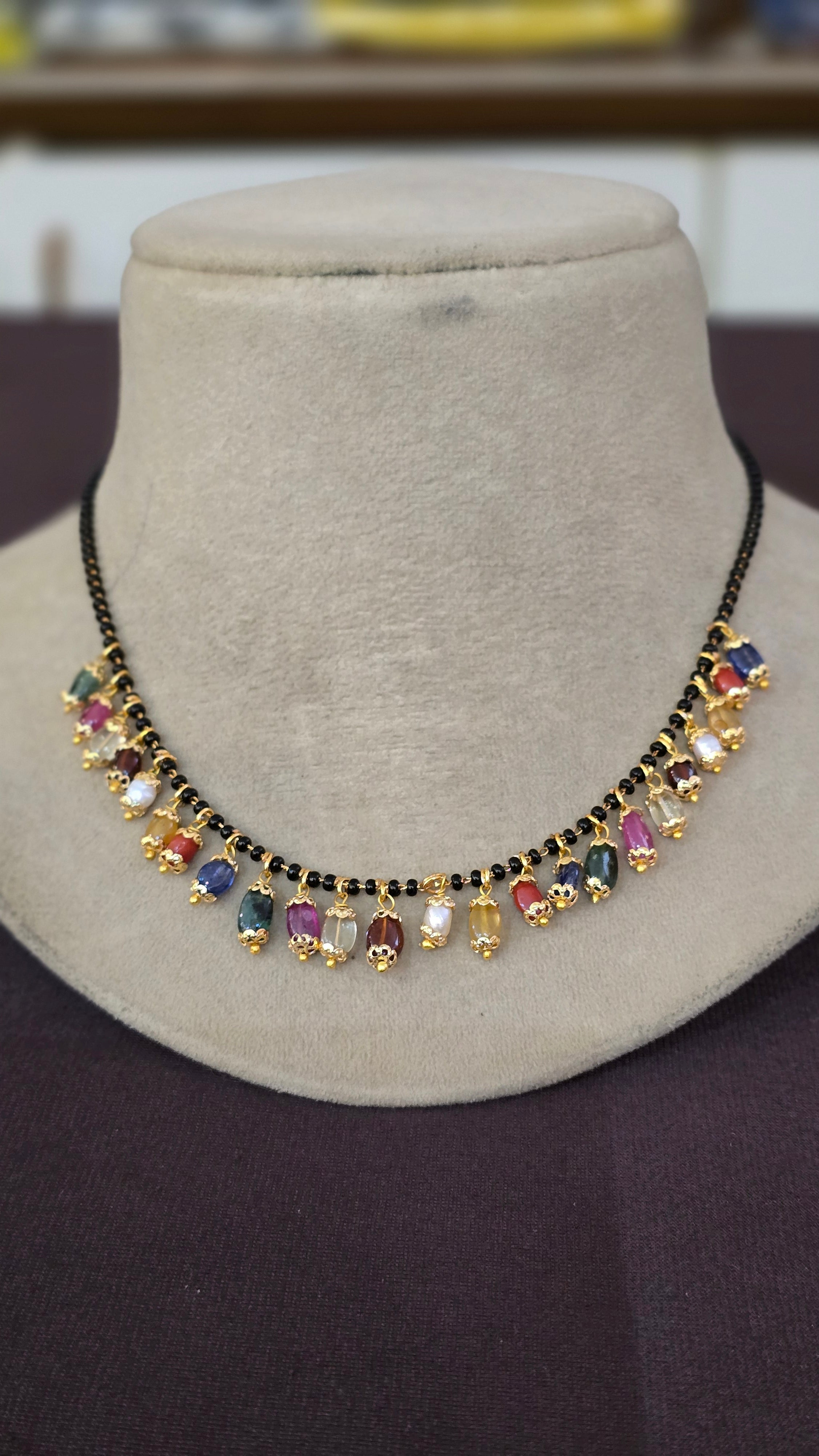 Black Diamonds with Navaratan Beads - SV3113