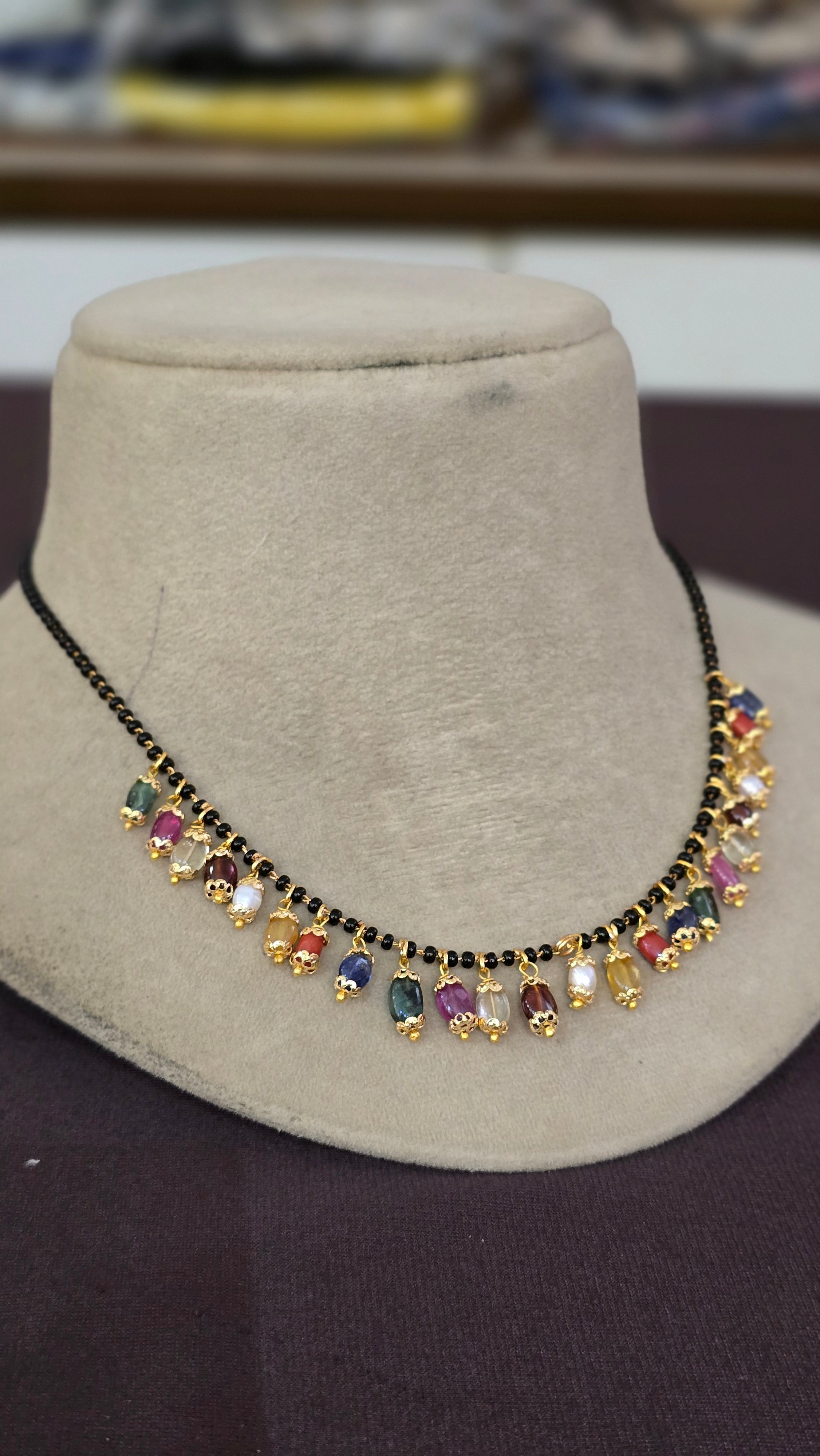 Black Diamonds with Navaratan Beads - SV3113