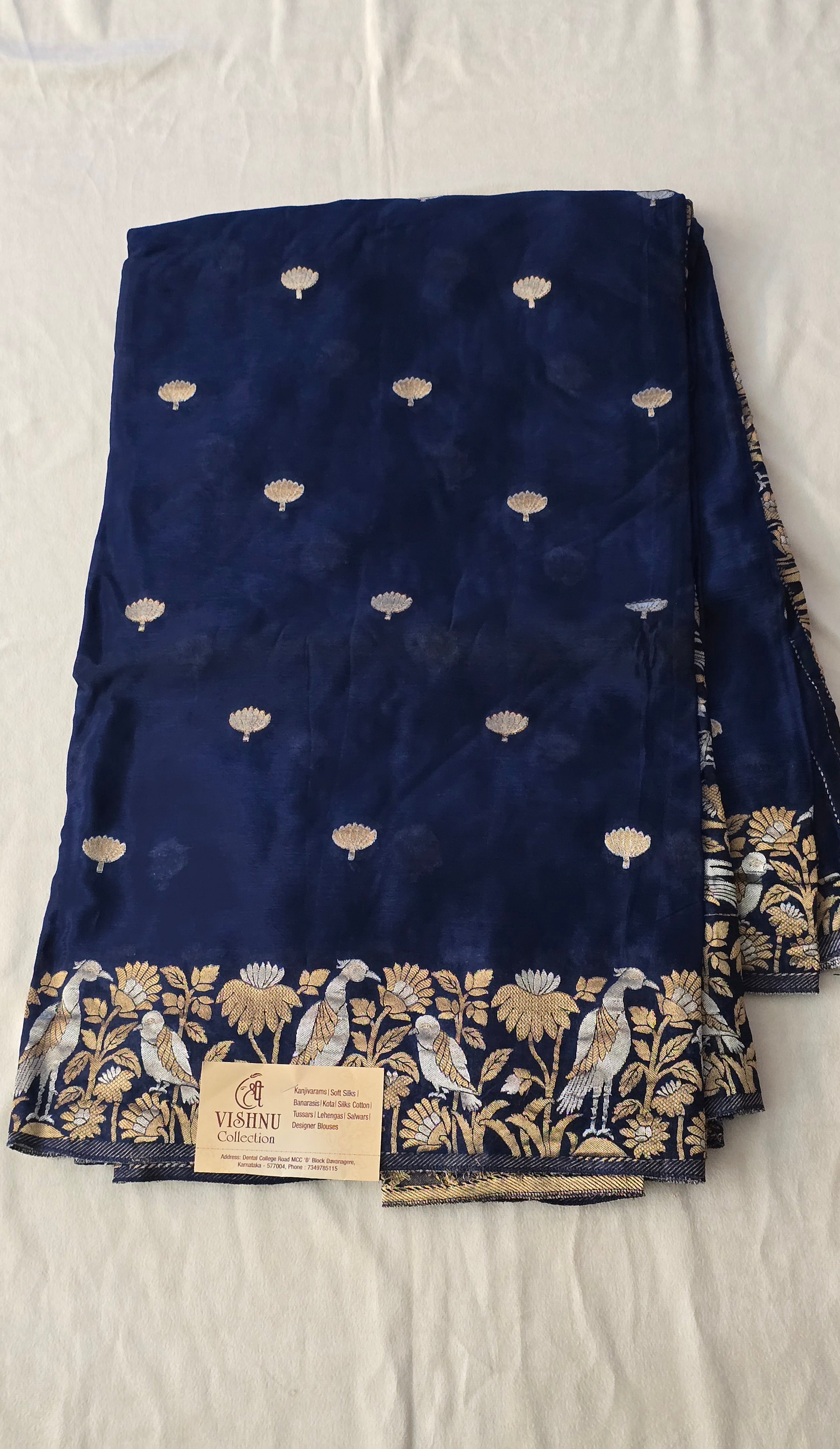 Chinnon Creap With Golden Silver Zari Boarder - 7104