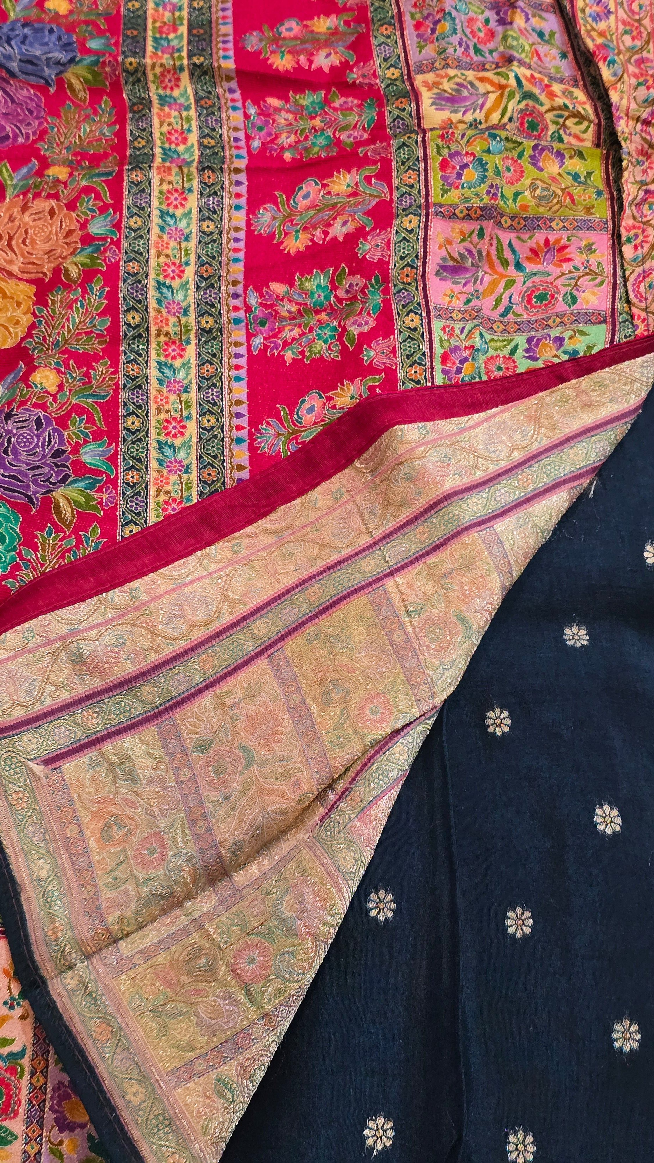 Pashmina Saree with Allover Meena Jaal - 7112
