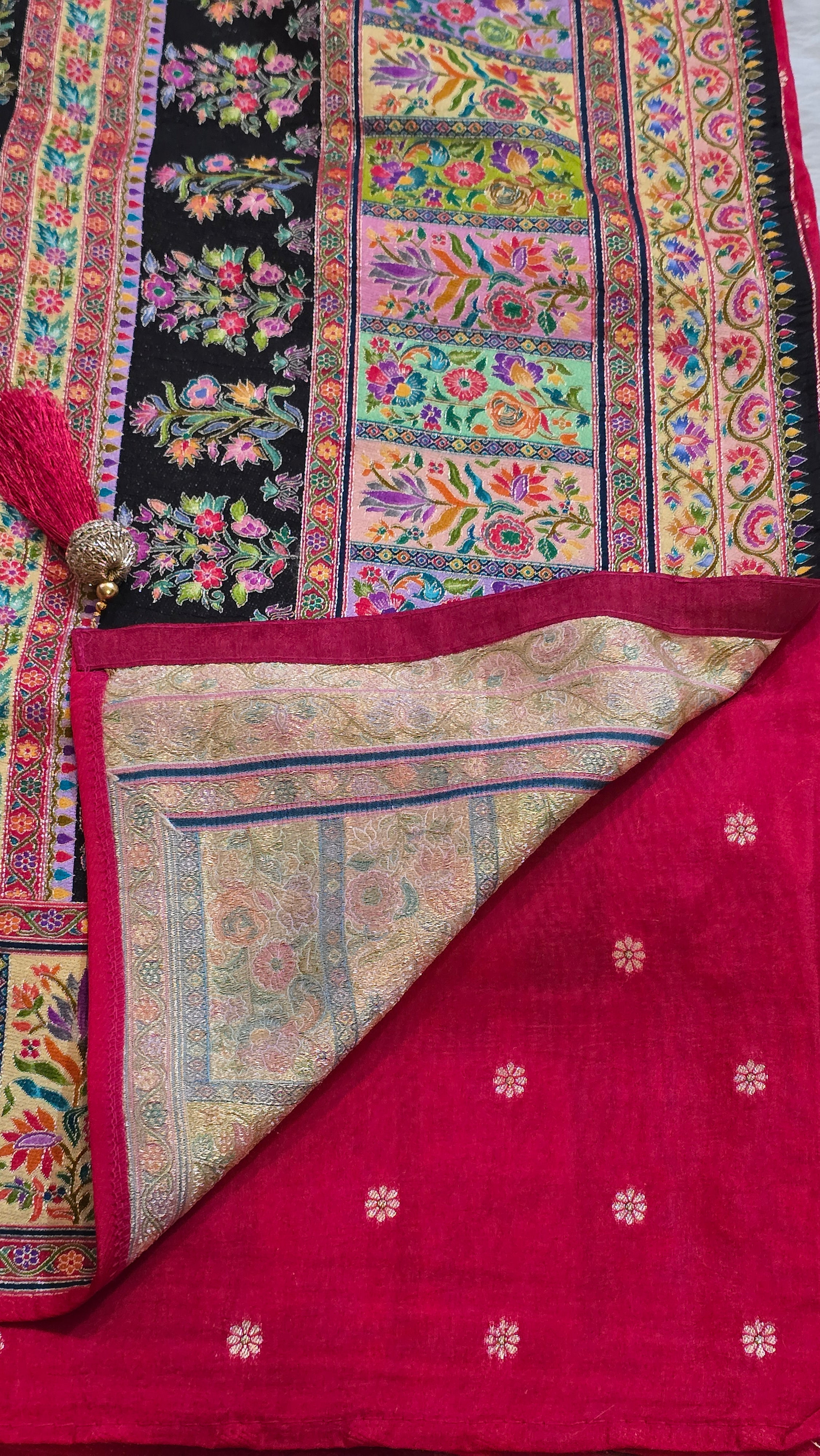 Pashmina Saree with Allover Meena Jaal - 7112