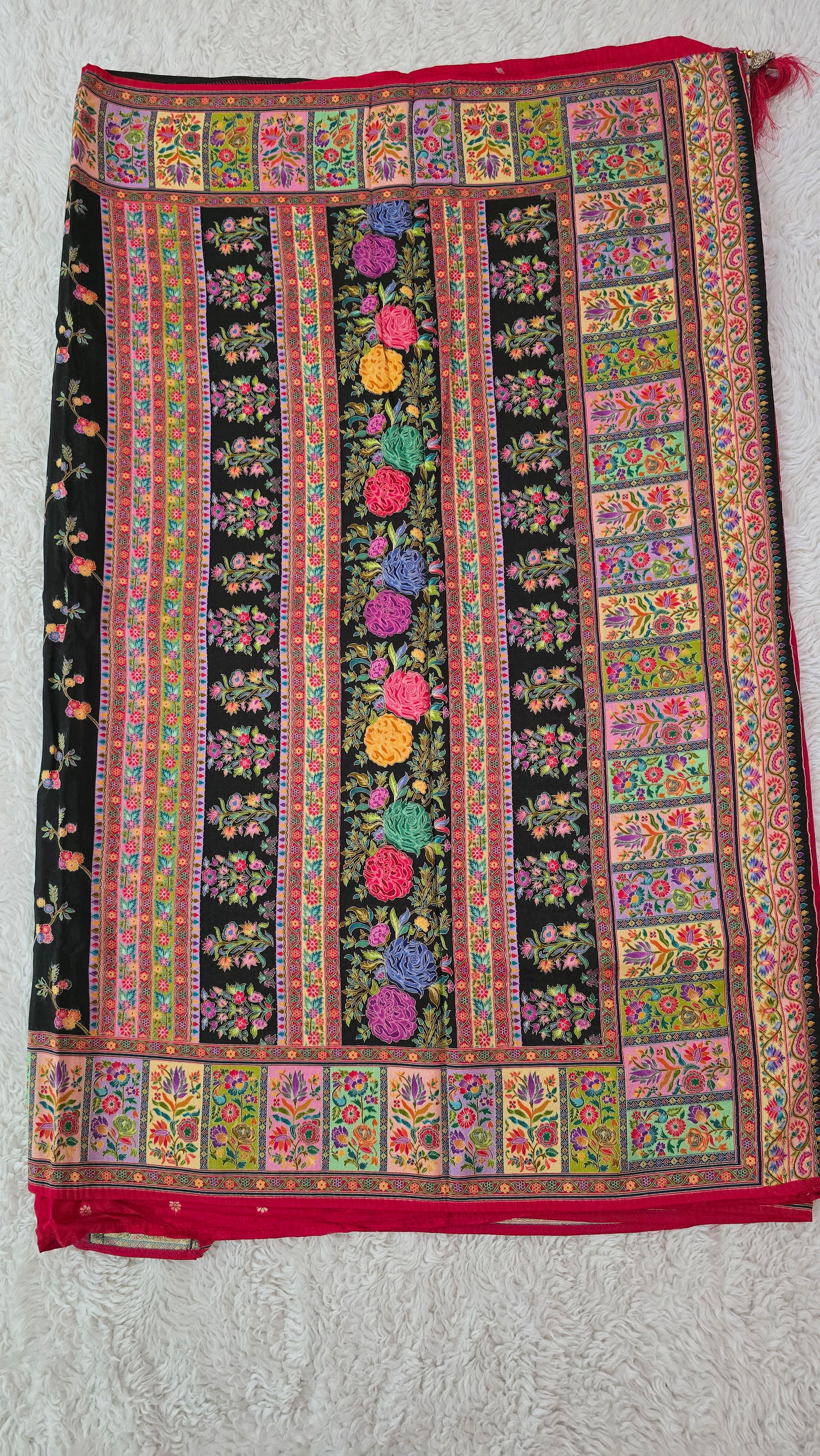 Pashmina Saree with Allover Meena Jaal - 7112