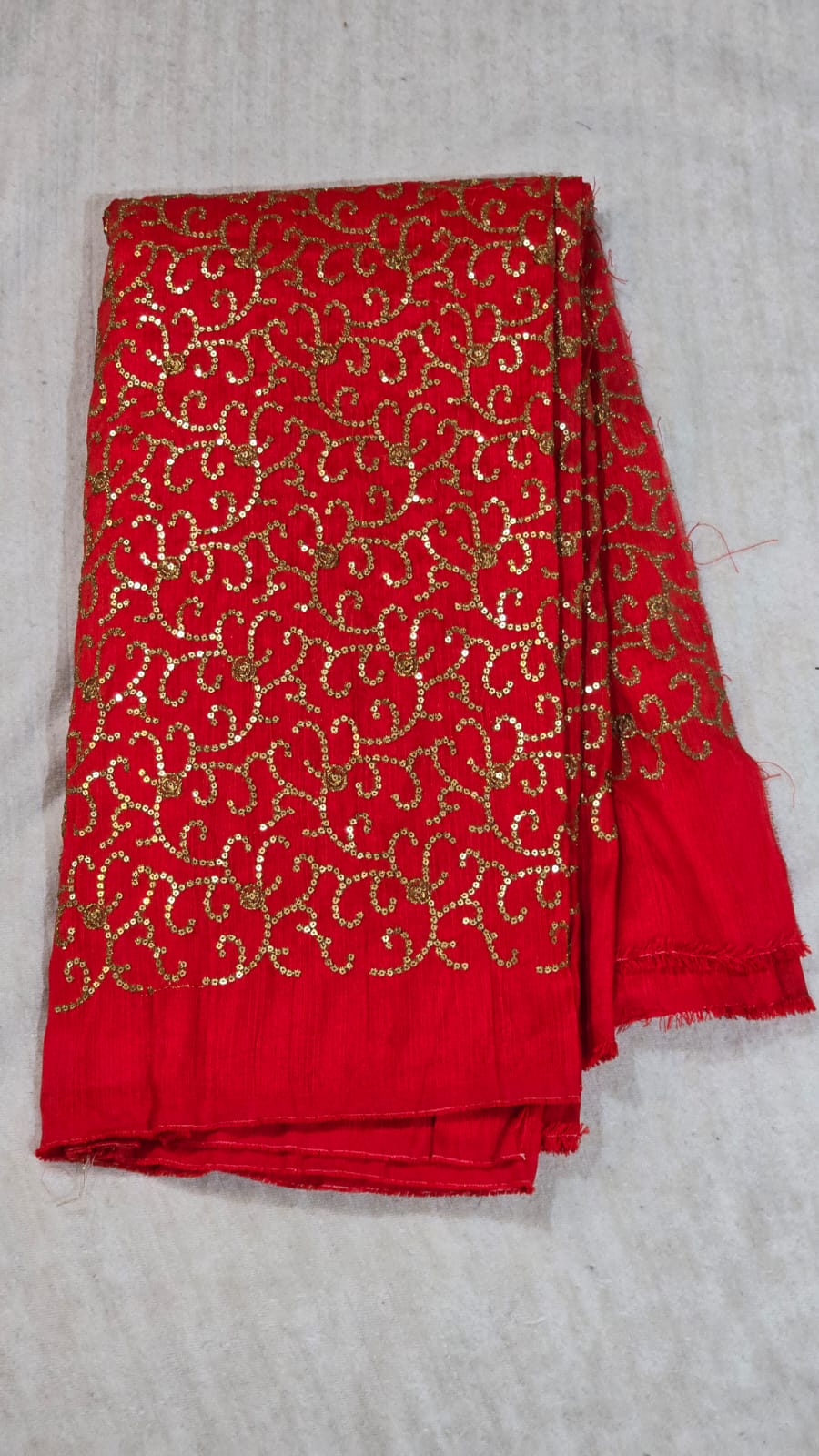 Raw Silk Fabric With Sequence Heavy Work - SV101
