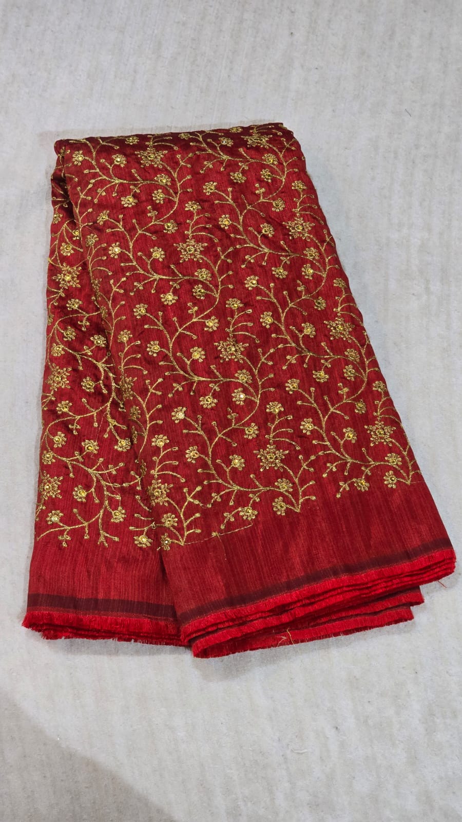 Raw Silk Fabric With Allover Zari Work - SV102