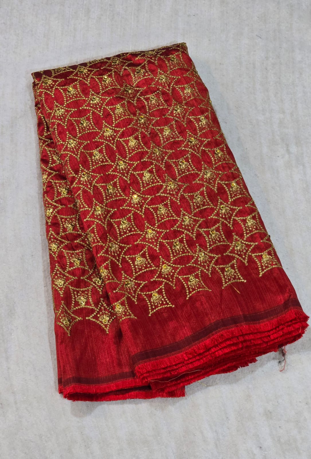 Raw Silk Fabric With Allover Zari Work - SV103