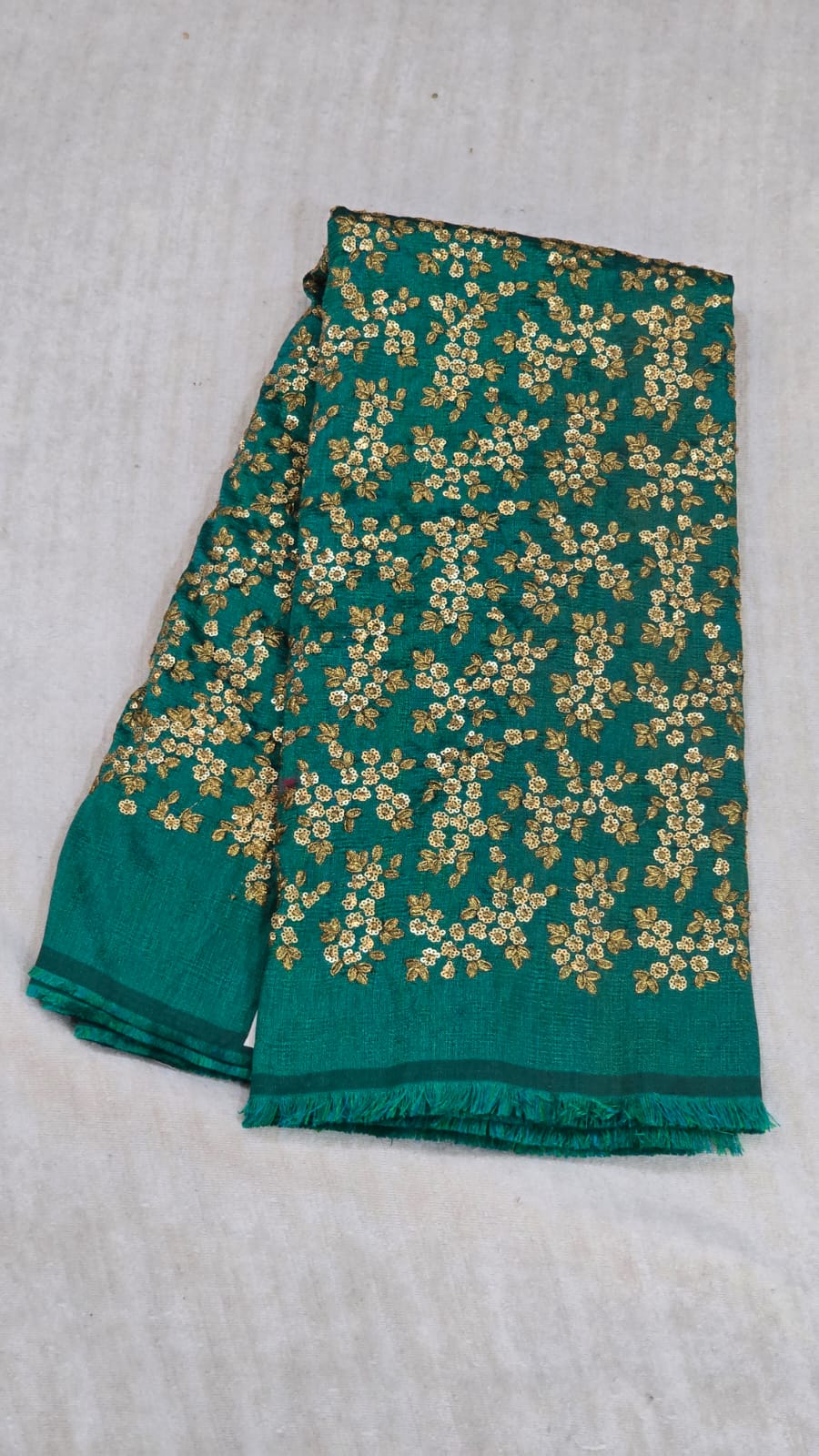 Raw Silk Fabric With Gold Sequence Heavy Work - SV106