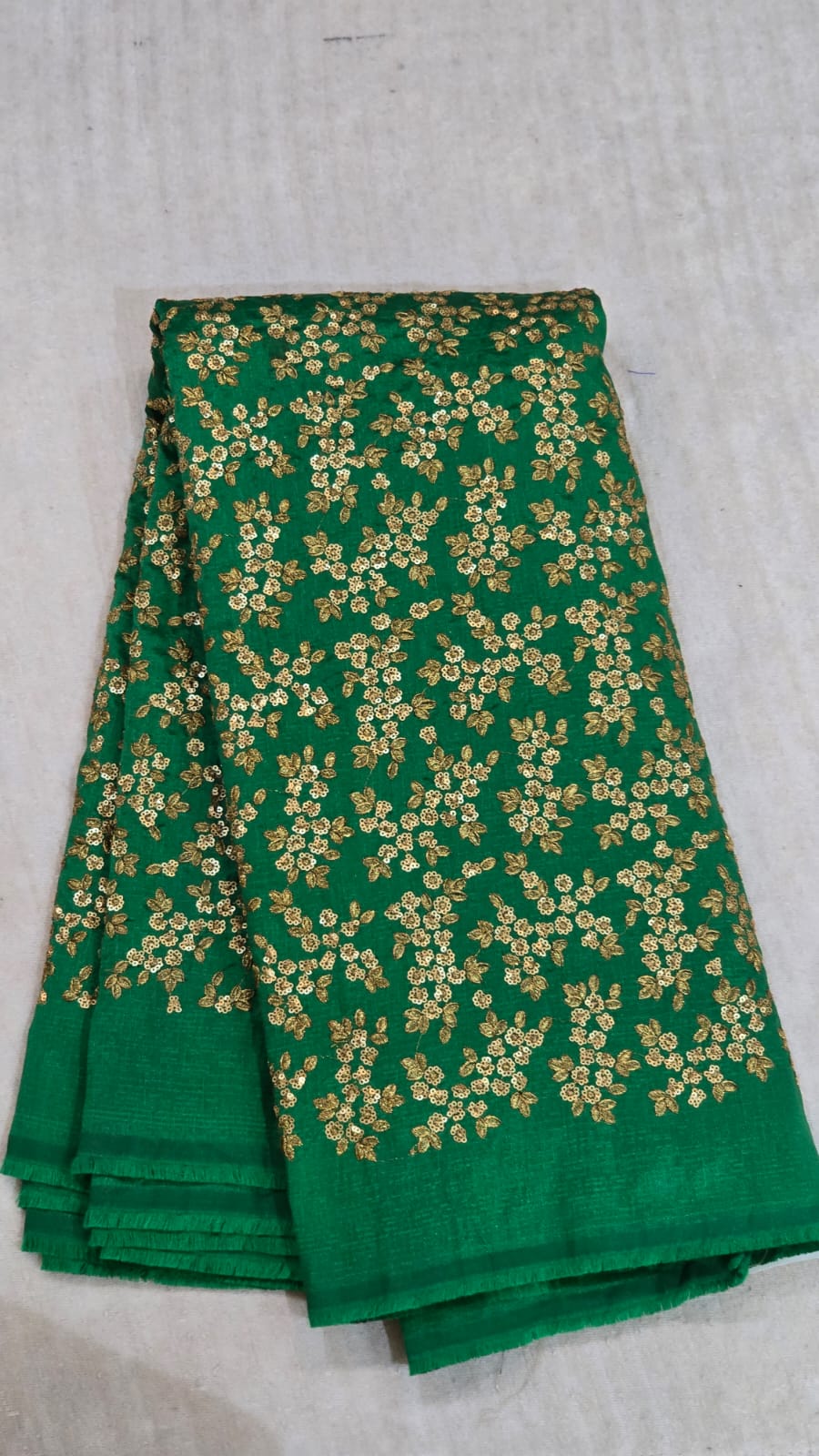 Raw Silk Fabric With Gold Sequence Heavy Work - SV106