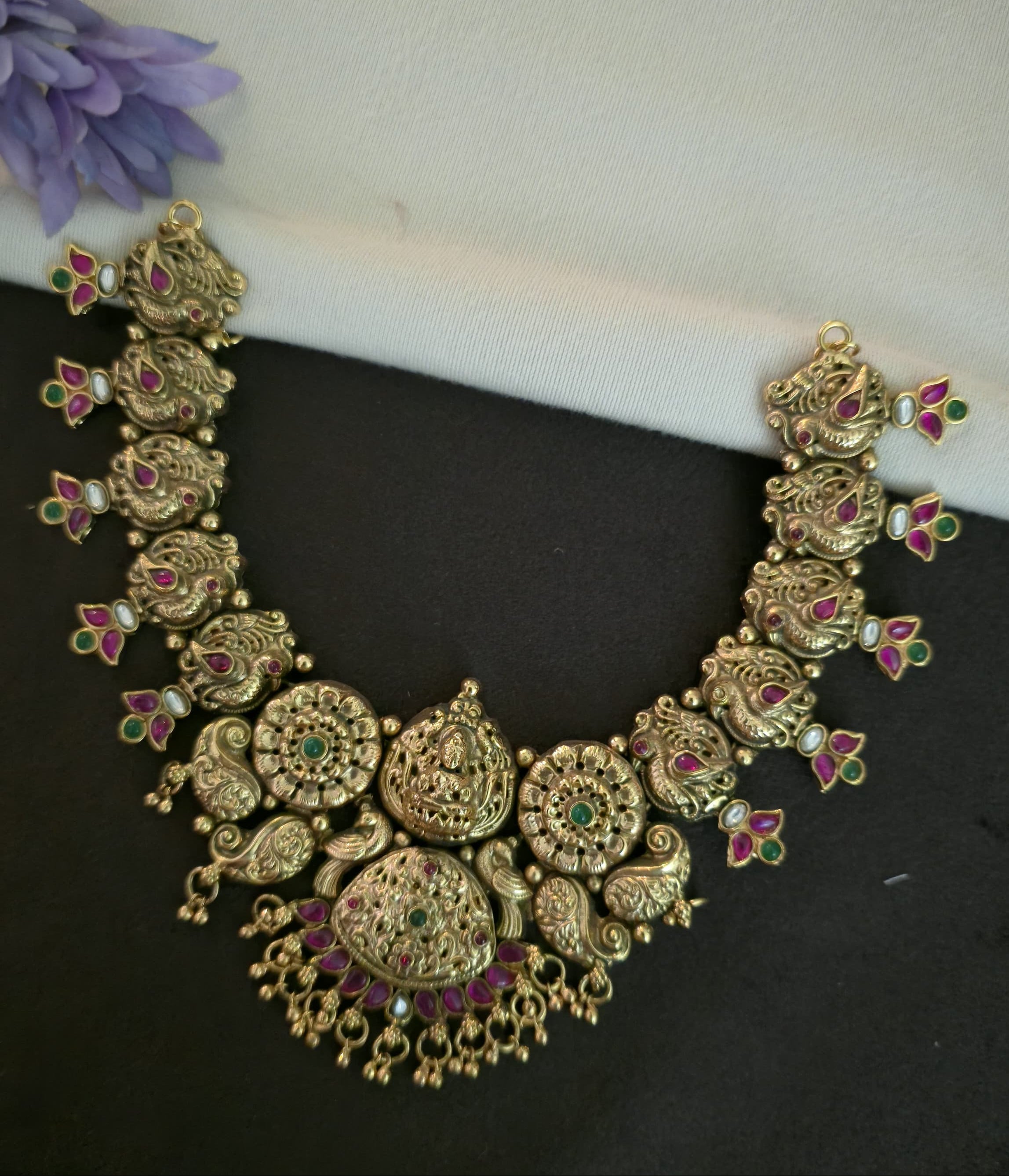 Antique Polish Jadau Kundan Peacock Neckset - SV3145