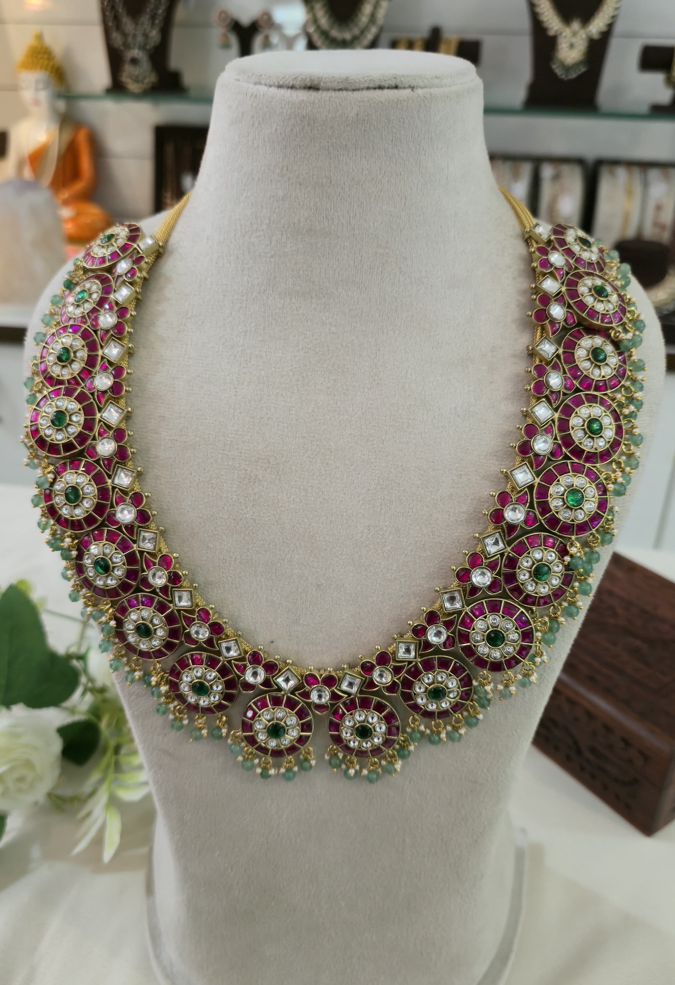 Gold Look Jadau Kudan Bottumala Necklace - SV3147