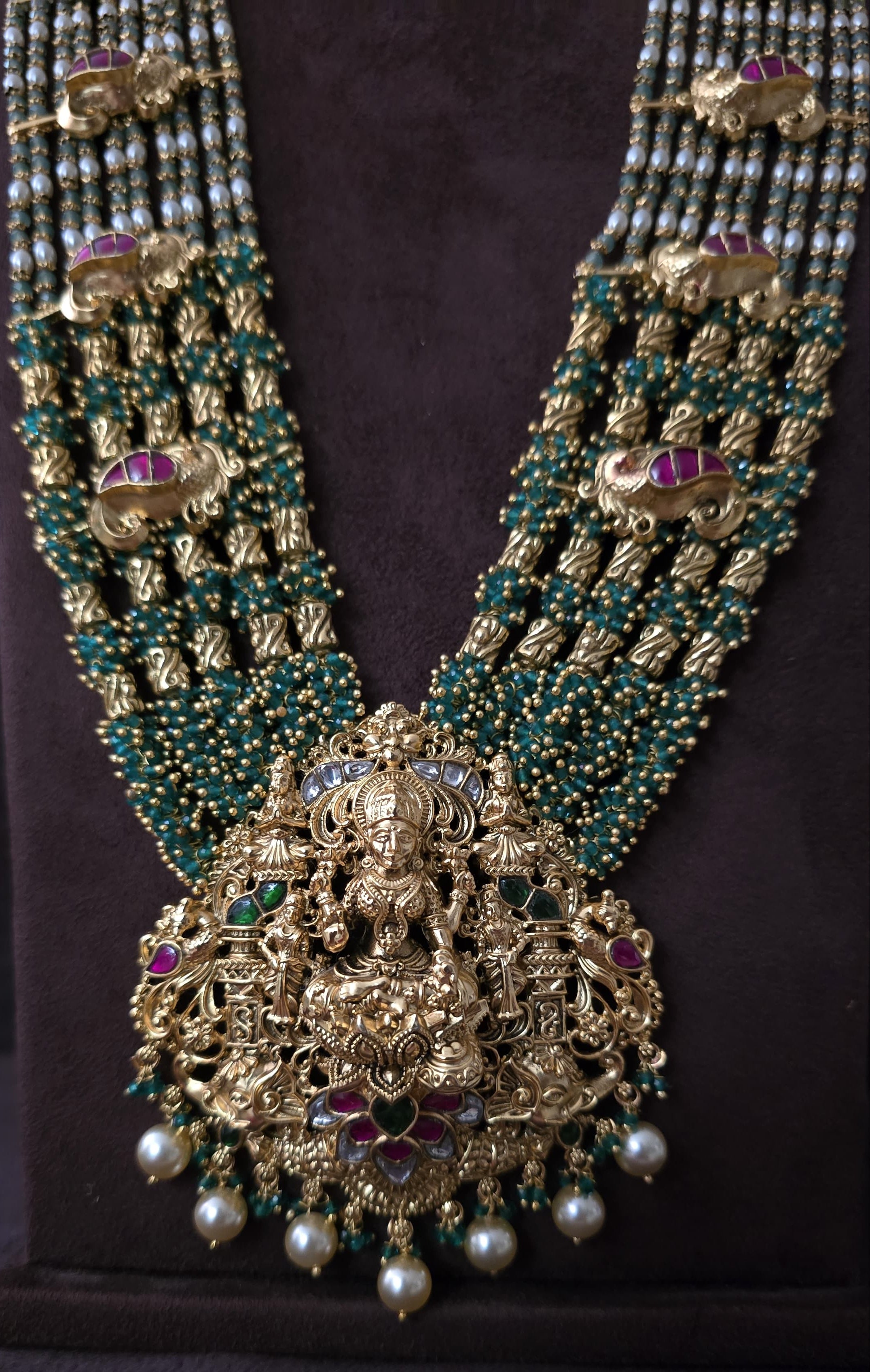 Antique Nakshi Lakshmi Locket Beads Haraam - SV3125