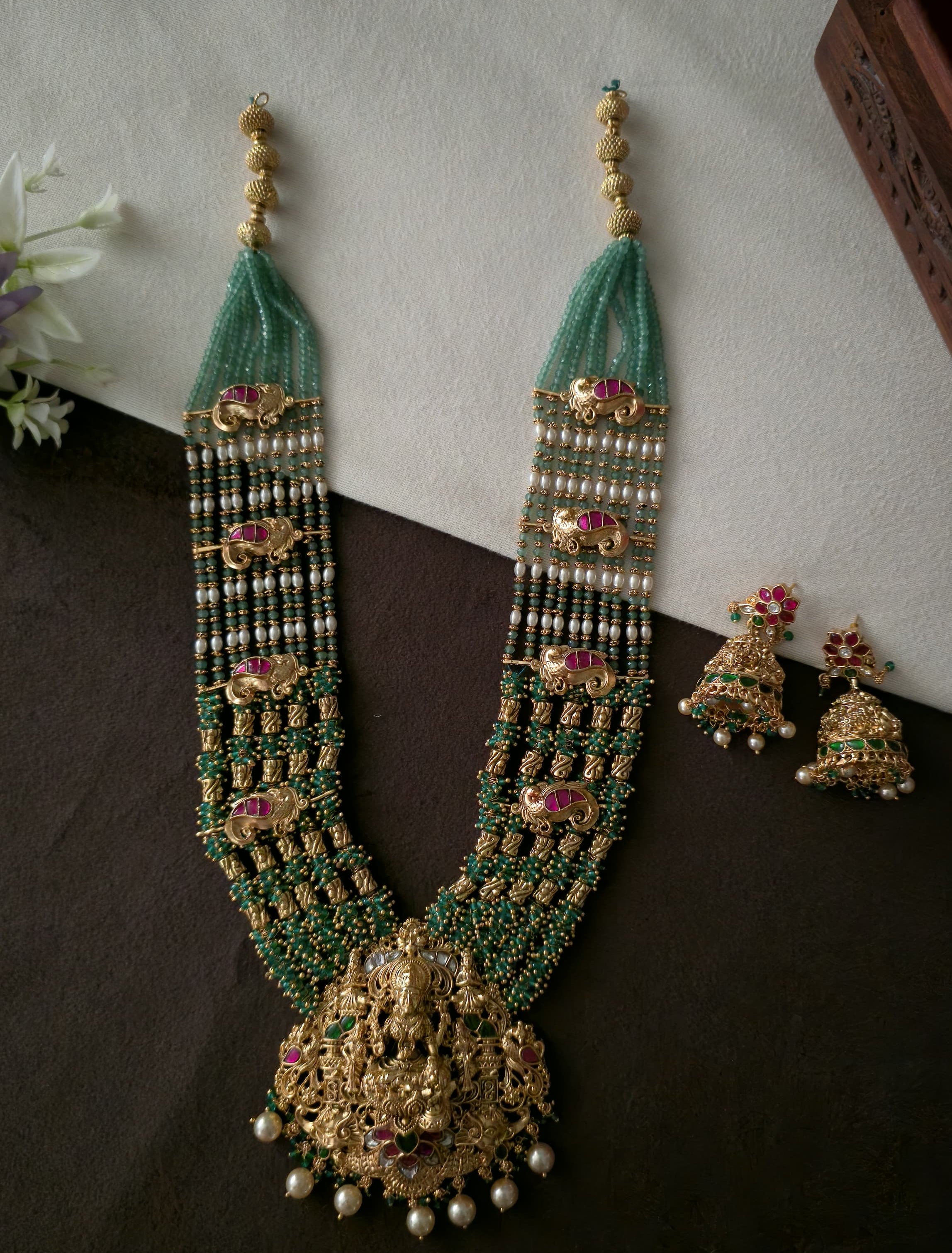 Antique Nakshi Lakshmi Locket Beads Haraam - SV3125