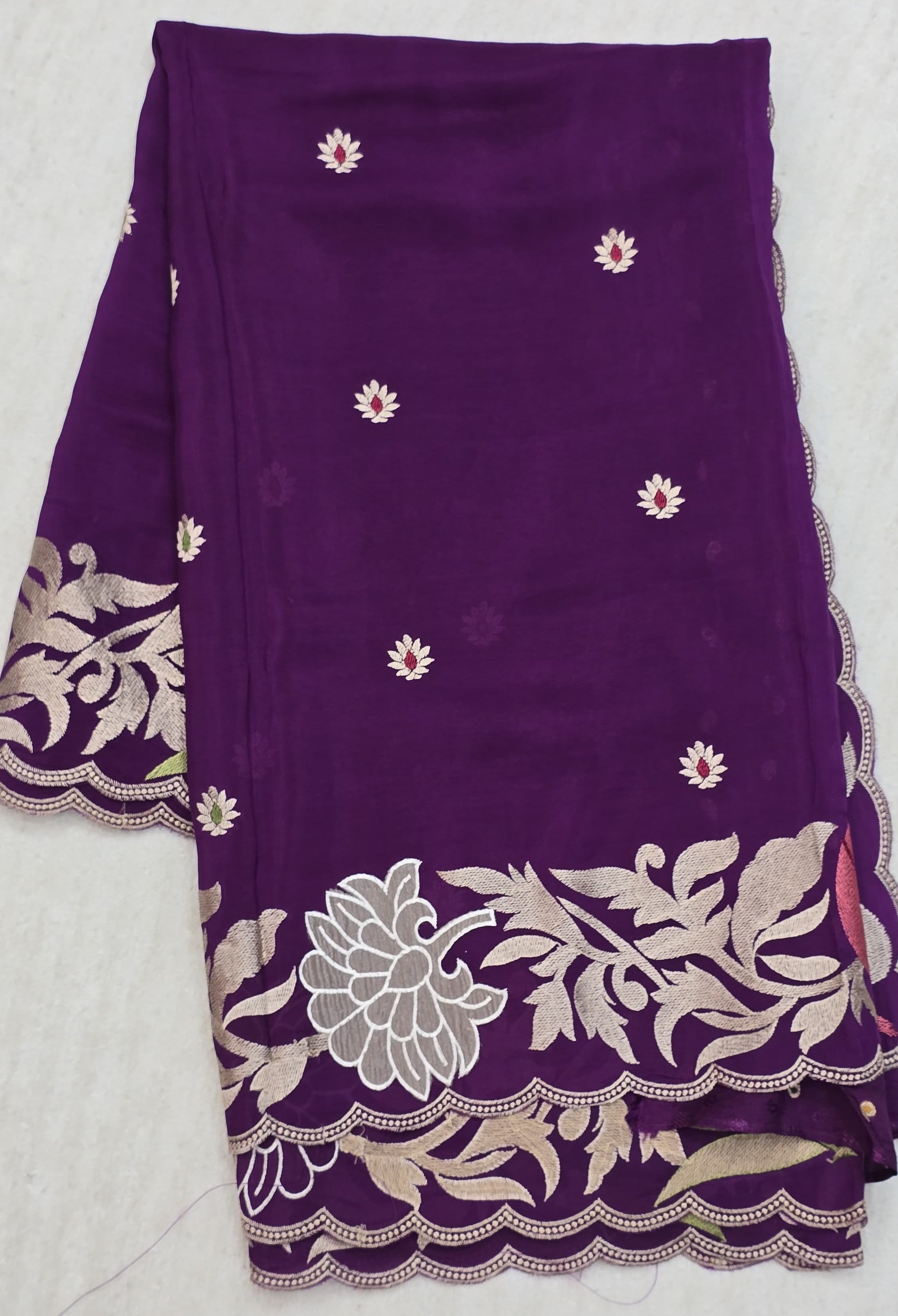 Soft Tissur Silk Saree With Embrodery Work - 7120