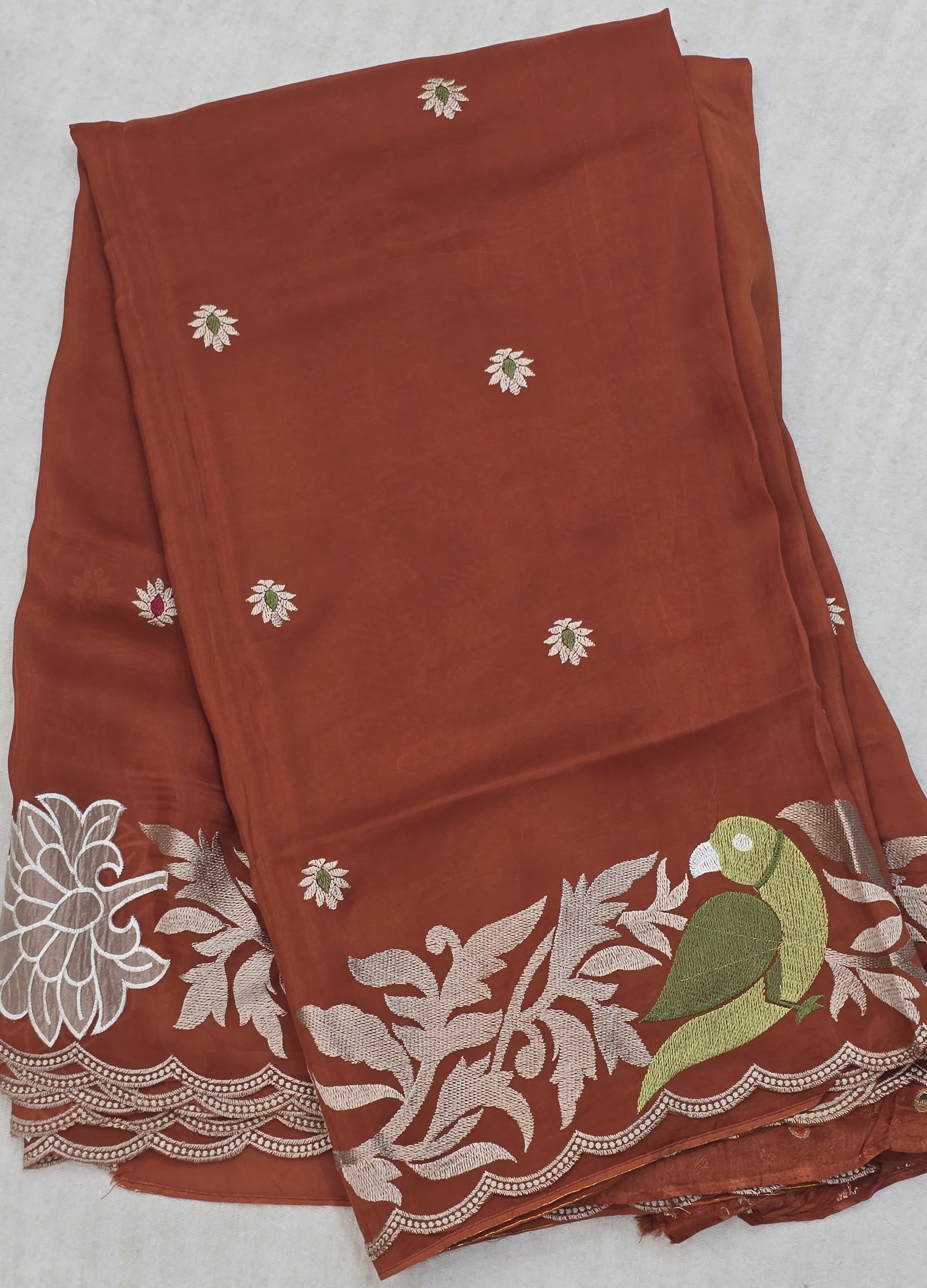 Soft Tissur Silk Saree With Embrodery Work - 7120