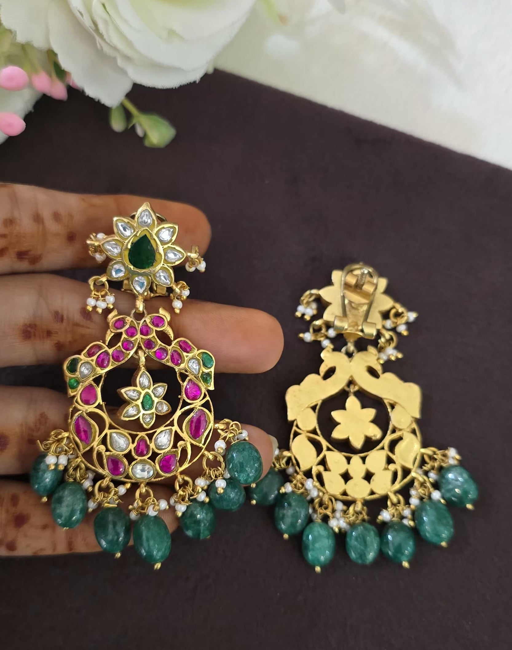 Jadu Kundan Chandbhali Earings - SV3157