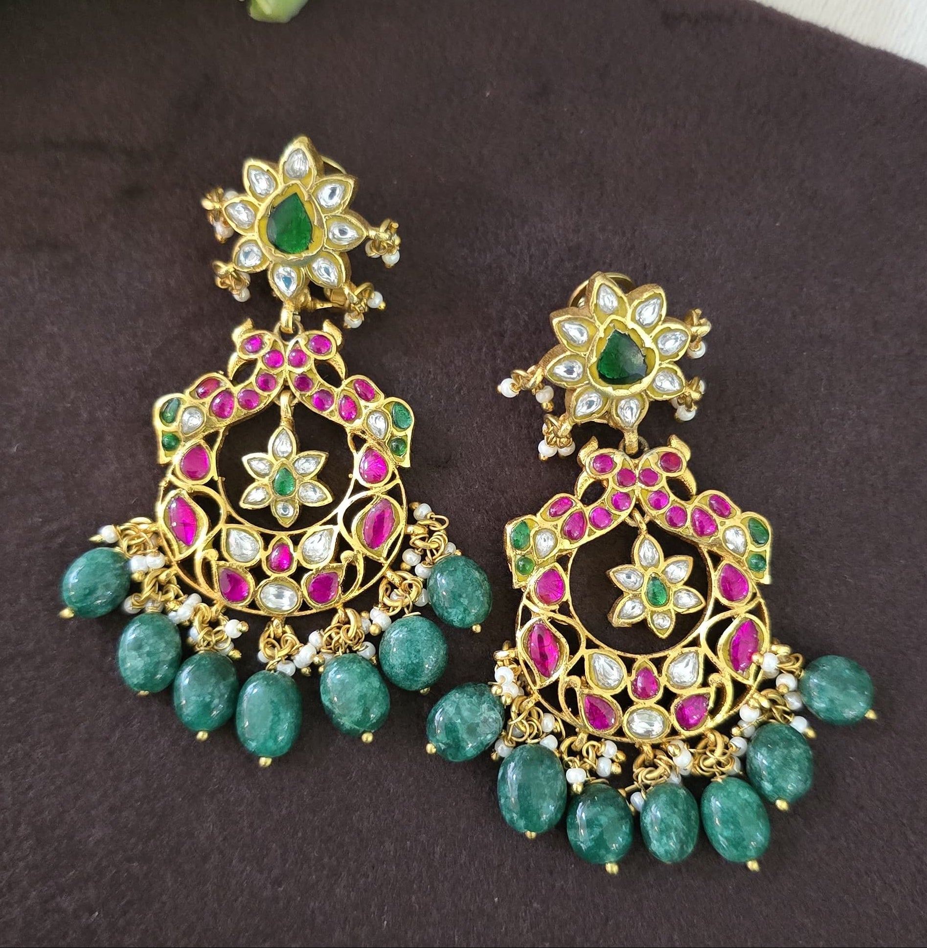 Jadu Kundan Chandbhali Earings - SV3157
