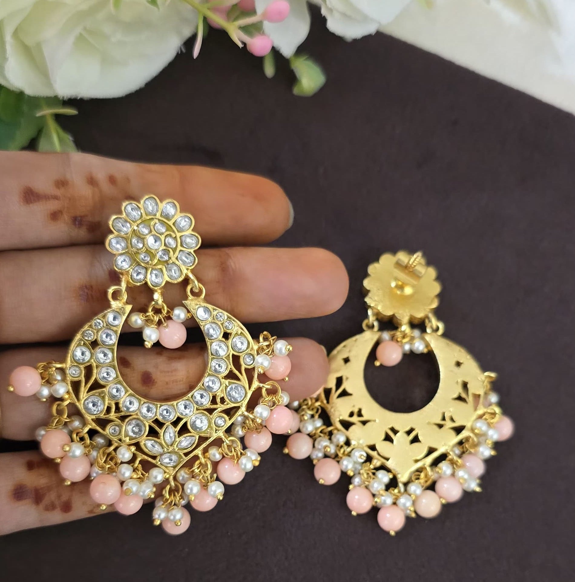 Jadu Kundan Chand bhalli Earings - SV3155