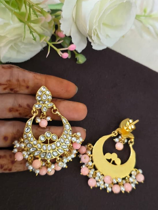 Jadu Kundan Chand bhali Earings - SV3156